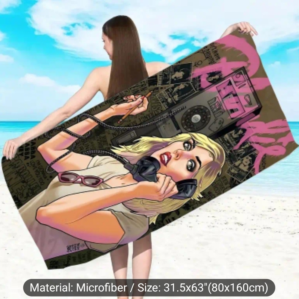 Stylish Graphic Beach Towel - Blondie Call Me
